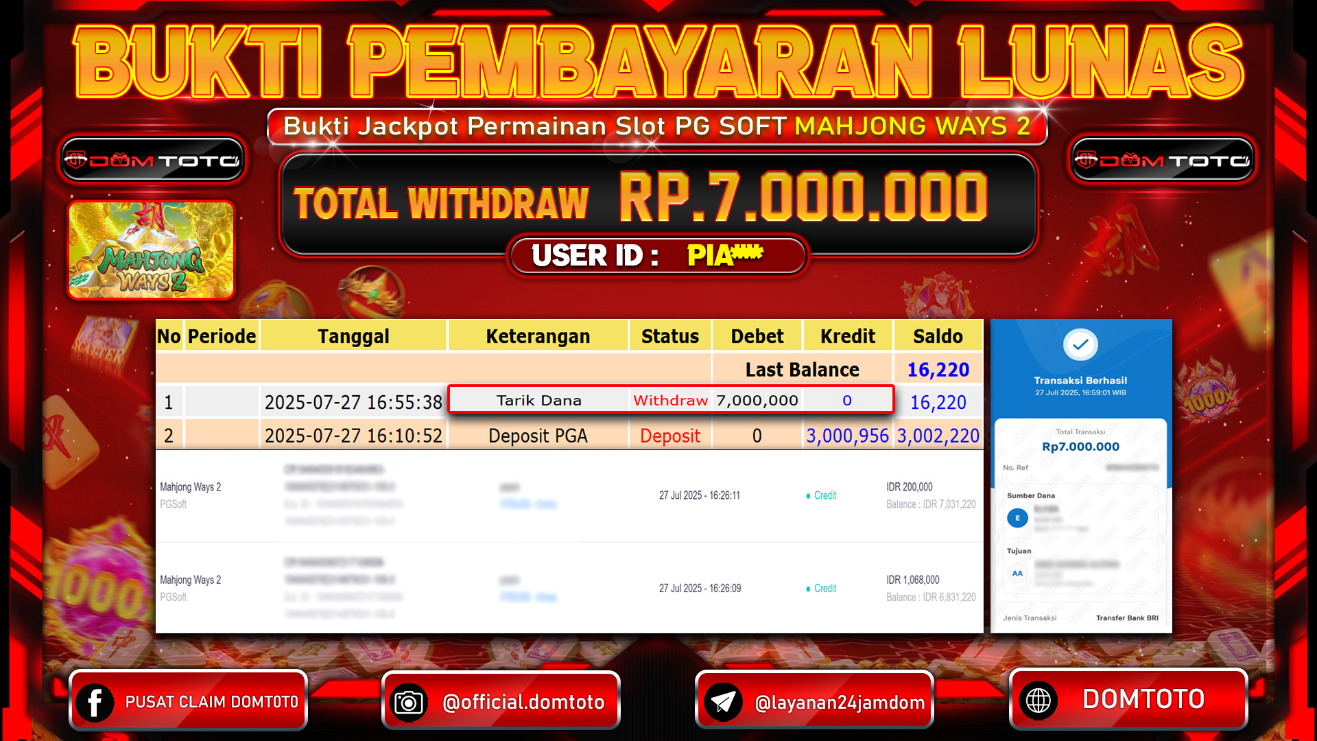 JACKPOT SLOT MAHJONG WAYS 2 27 JULI 2025